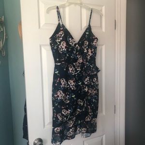 Navy Dress with Floral Accents